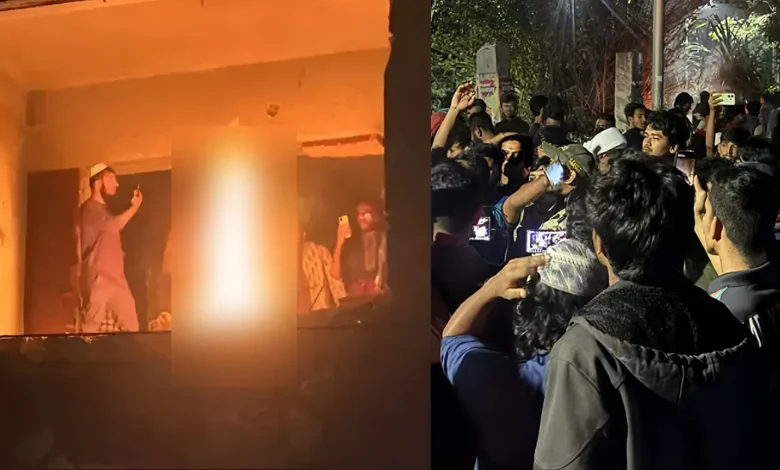 হাদিকে হত্যার প্রতিবা ধানমন্ডি ৩২ নম্বরে বিক্ষুব্ধ জনতার আগুন-ভাঙচুর