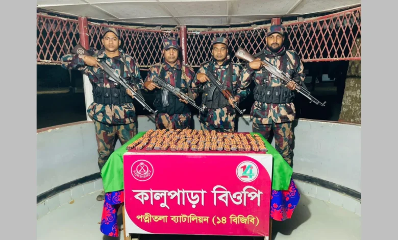 ১৪ বিজিবির অভিযানে সীমান্তে কঠোর নজরদারিতে বিপুল পরিমাণ ট্যাপেন্টাডল ট্যাবলেট উদ্ধার