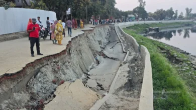 গাজীপুরে উদ্বোধনের আগেই ধসে পড়লো সড়ক
