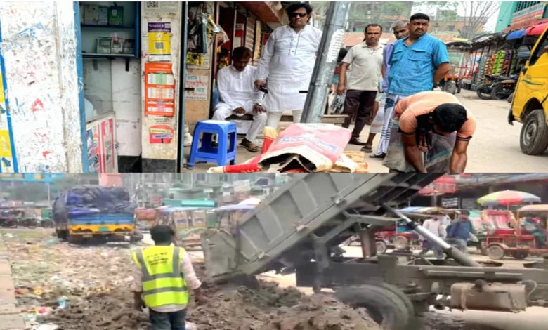 টঙ্গীতে চেরাগআলী বাসস্ট্যান্ডে যানজট নিরসনে মাটি ভরাট কার্যক্রম শুরু