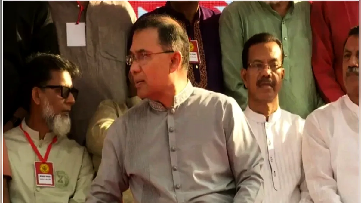 বিএনপির শ্রমিক সমাবেশ মঞ্চে তারেক রহমান