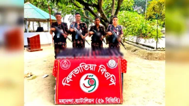 বিলভাতিয়া সীমান্তে বিজিবির অভিযান ১৯৮ বোতল ভারতীয় নেশাজাতীয় সিরাপ আটক