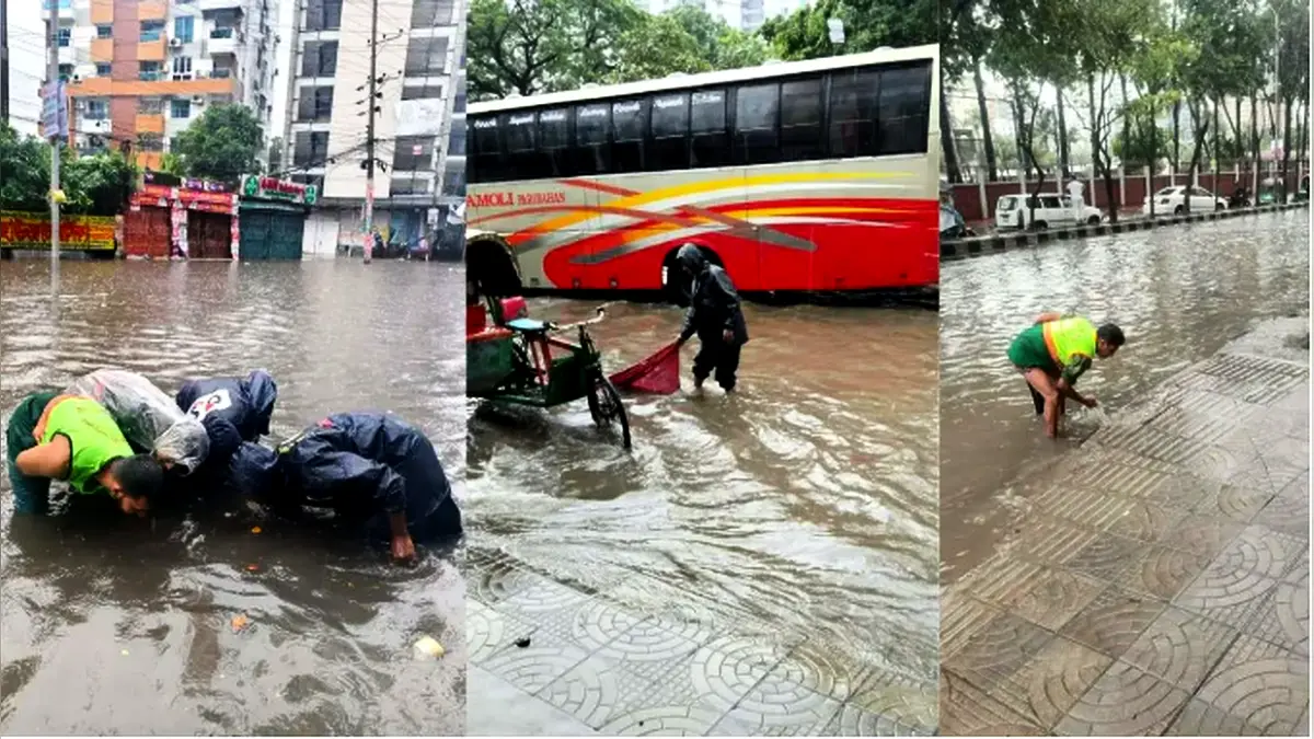 বৃষ্টিতে ঢাকার বিভিন্ন সড়কে জলাবদ্ধতা, ভোগান্তি চরমে