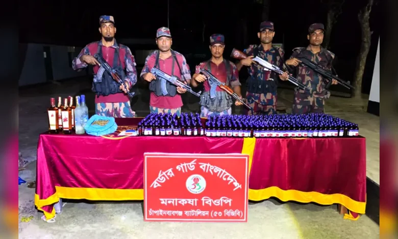 চাঁপাইনবাবগঞ্জ সীমান্তে বিজিবির অভিযান বিপুল পরিমাণ মাদক জব্দ