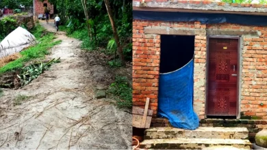 রাস্তার ইট তুলে ইউপি মেম্বারের বাড়িতে পাকা বাথরুম