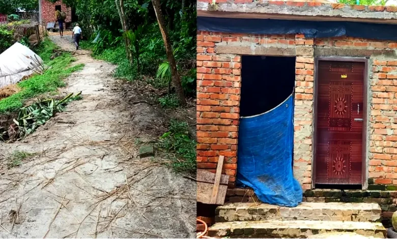 রাস্তার ইট তুলে ইউপি মেম্বারের বাড়িতে পাকা বাথরুম