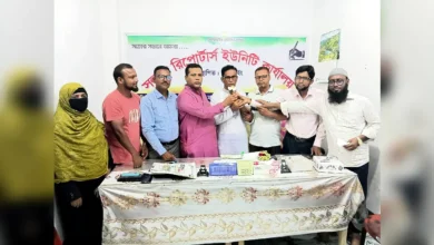 সলঙ্গা রিপোর্টার্স ইউনিটি কর্তৃক প্যানেল চেয়ারম্যান মন্টুকে সংবর্ধনা