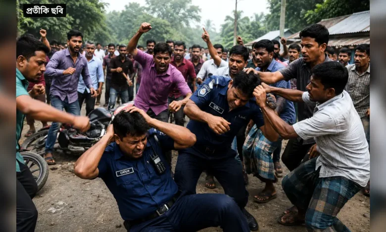 তেঁতুলিয়ায় গুজব ছড়িয়ে দুই পুলিশ সদস্যকে মারধরের অভিযোগ