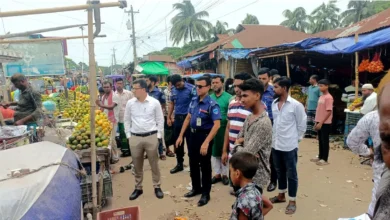 কমলনগরে বাজারের সড়ক দখল করে ব্যবসা