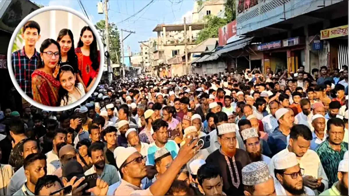 নিহত মা ও তিন মেয়ের জানাজায় মানুষের ঢল