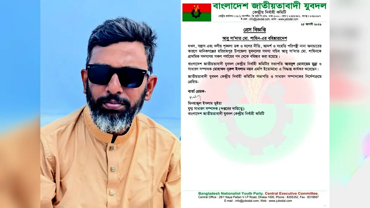 থানা ঘেরাওয়ের ডাক দেওয়া সেই যুবদল নেতা বহিষ্কার