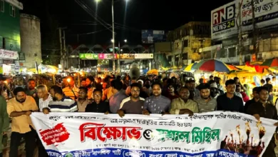 রংপুরে একই পরিবারের ৪ জনকে হত্যার প্রতিবাদে এনসিপির মশাল মিছিল