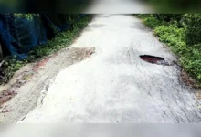 কার্পেটিং রাস্তা ছিদ্র করে পাইপ বসানোর অভিযোগ