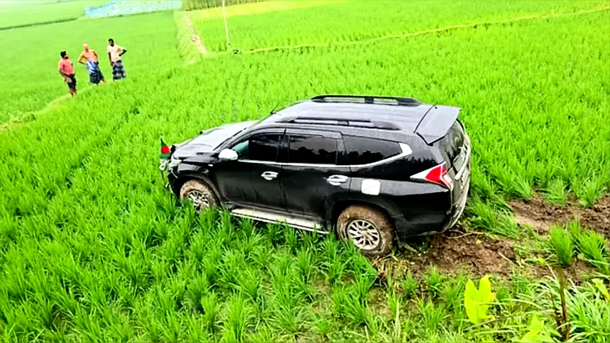 বধির বৃদ্ধাকে বাঁচাতে গিয়ে গাড়ি ধানখেতে, স্ত্রীসহ প্রতিমন্ত্রী আহত