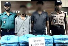 ডবলমুরিংয়ে ১২ কেজি গাঁজাসহ ২ মাদক কারবারি আটক
